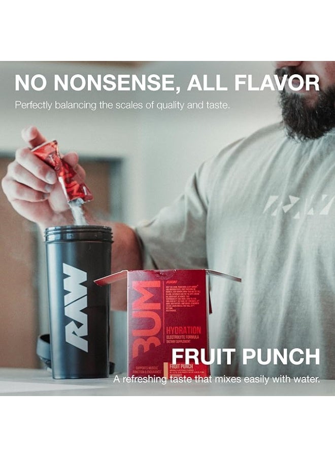 رو أكياس مشروب ترطيب مسحوق الإلكتروليتات من RAW، مشروب BUM Hydrate (بنكهة الفواكه، 20 حصة)، أكياس ترطيب الإلكتروليتات تدعم وظائف العضلات والقدرة على التحمل، أكياس مسحوق الإلكتروليتات الخالية من الكيتو - Image 4